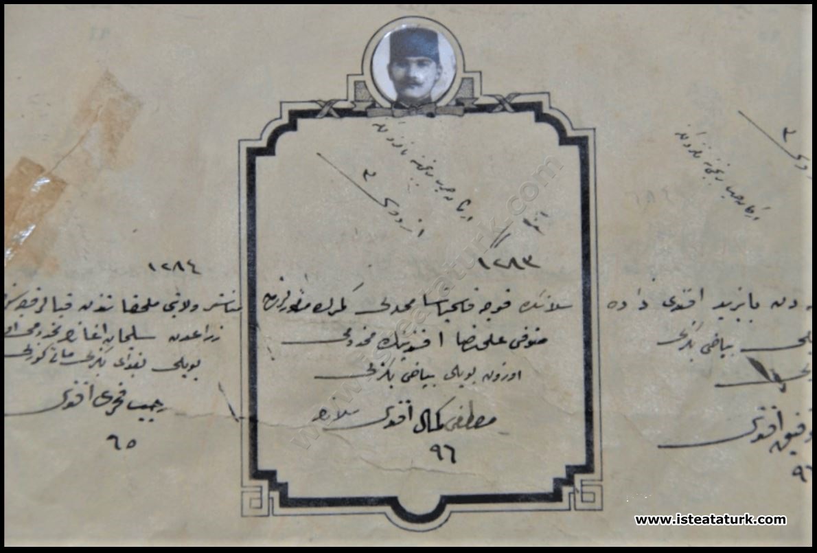 Mustafa Kemal'in Kurmay Okulu'na Giriş Namzetlik Belgesi. (1902)