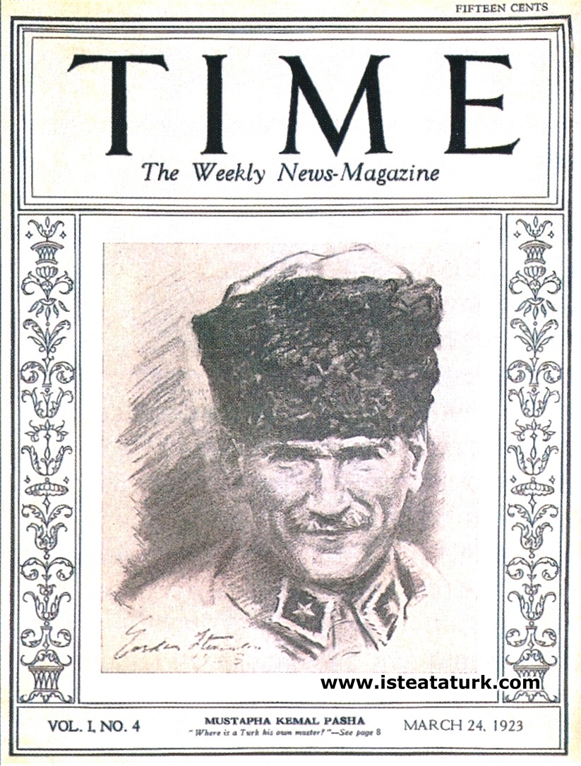 Haftalık Magazin dergisi Time'a kapak oluşu. (24.03.1923)