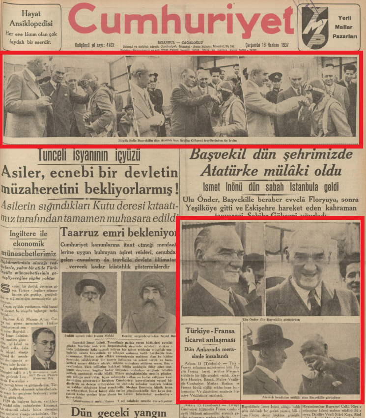 16 Haziran 1937 Tarihli Cumhuriyet Gazetesi