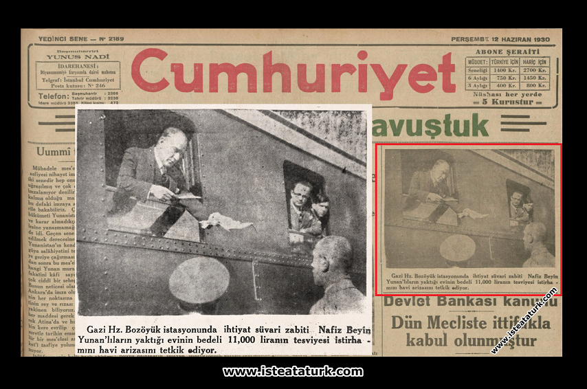 Cumhuriyet Gazetesi, 12 Haziran 1930