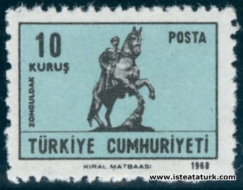 1968 Tarihli Türkiye Postaları Pulunda Atlı Atatürk Anıtı